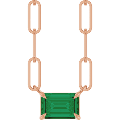 Palmer Lab Emerald Necklace - 14K Rose Gold