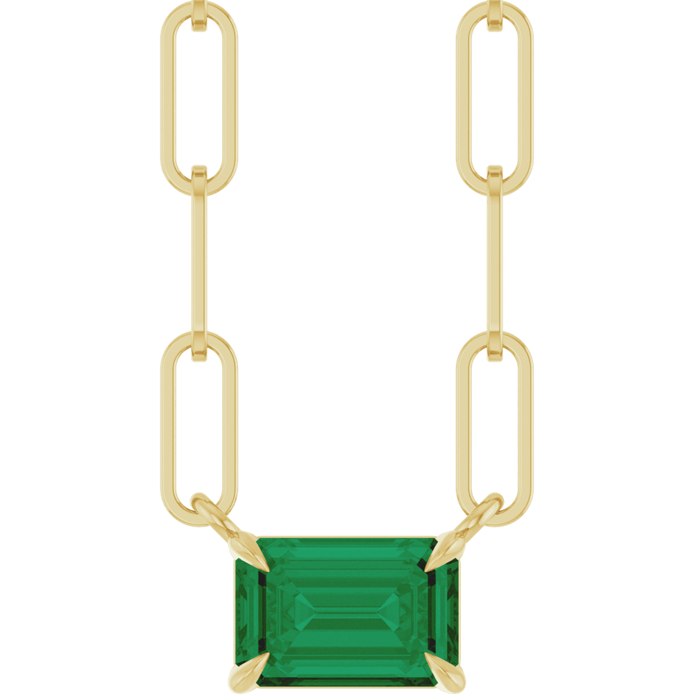 Palmer Lab Emerald Necklace - 14K Yellow Gold