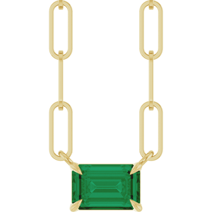 Palmer Lab Emerald Necklace - 14K Yellow Gold