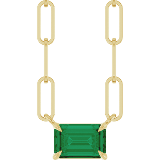 Palmer Lab Emerald Necklace - 14K Yellow Gold