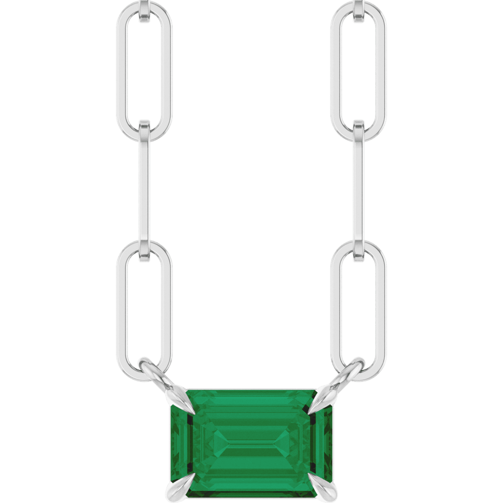 Palmer Lab Emerald Necklace - 14K White Gold