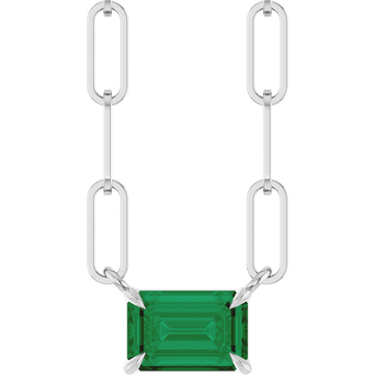 Palmer Lab Emerald Necklace - 14K White Gold