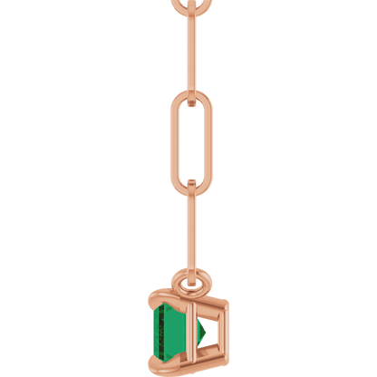 Palmer Lab Emerald Necklace - 14K Rose Gold