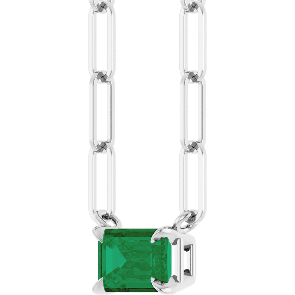 Palmer Lab Emerald Necklace - 14K White Gold