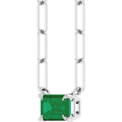Palmer Lab Emerald Necklace - 14K White Gold