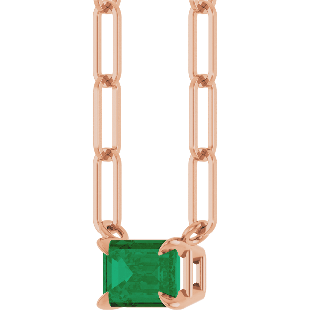 Palmer Lab Emerald Necklace - 14K Rose Gold