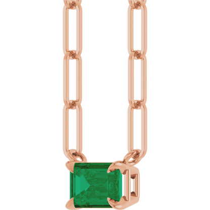 Palmer Lab Emerald Necklace - 14K Rose Gold