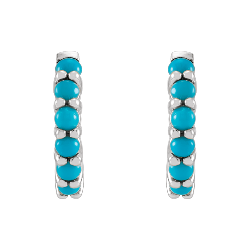 Fallon Turquoise Hoops - 14K White Gold
