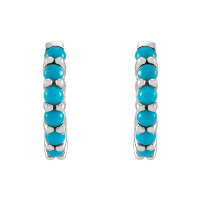 Fallon Turquoise Hoops - 14K White Gold