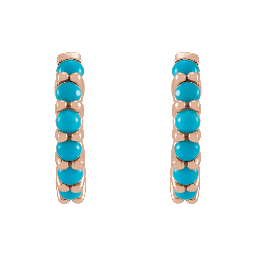 Fallon Turquoise Hoops - 14K Rose Gold