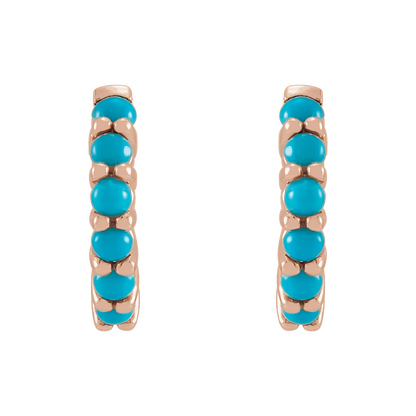 Fallon Turquoise Hoops - 14K Rose Gold