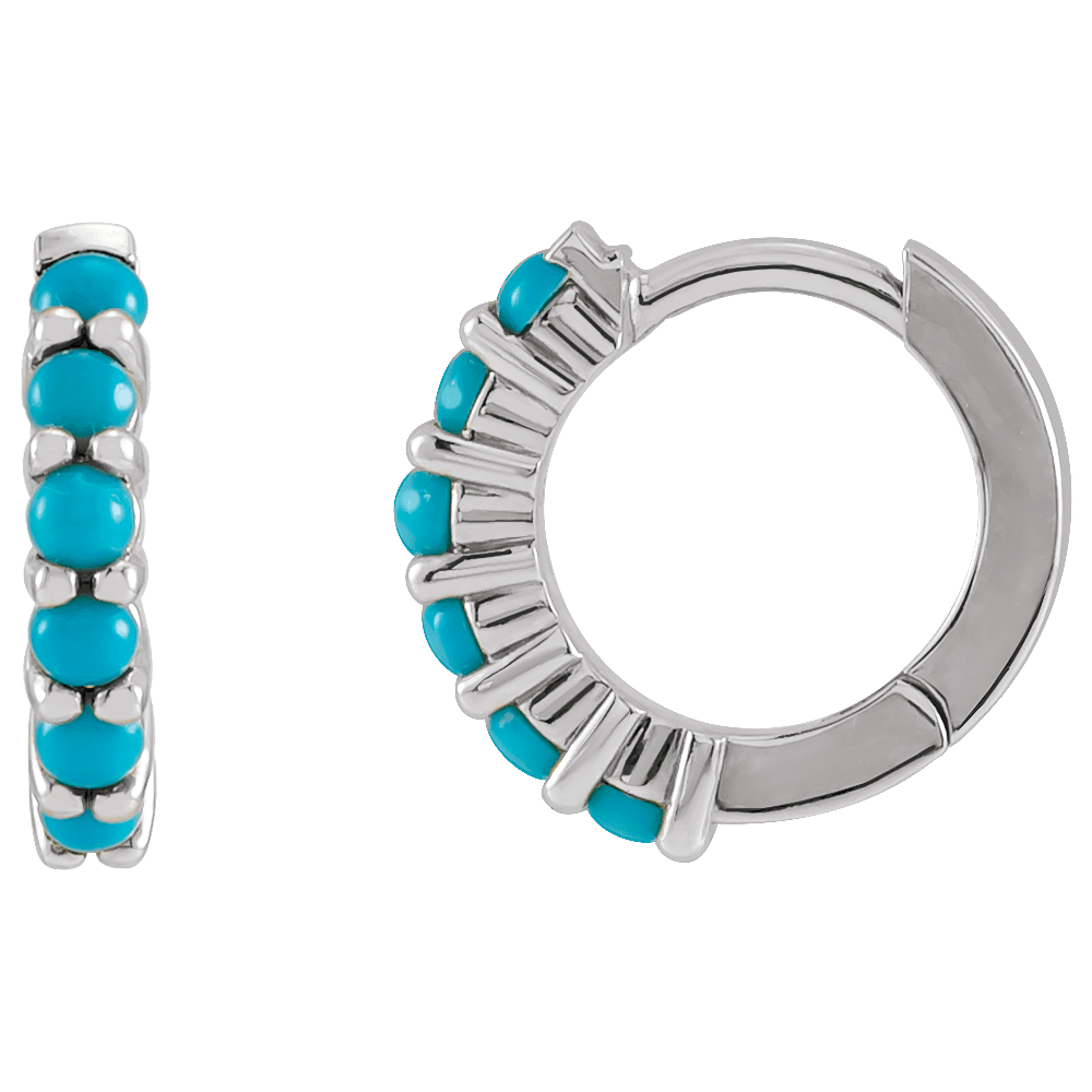 Fallon Turquoise Hoops - 14K White Gold
