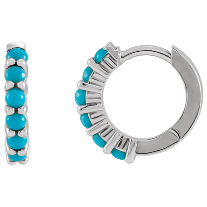Fallon Turquoise Hoops - 14K White Gold