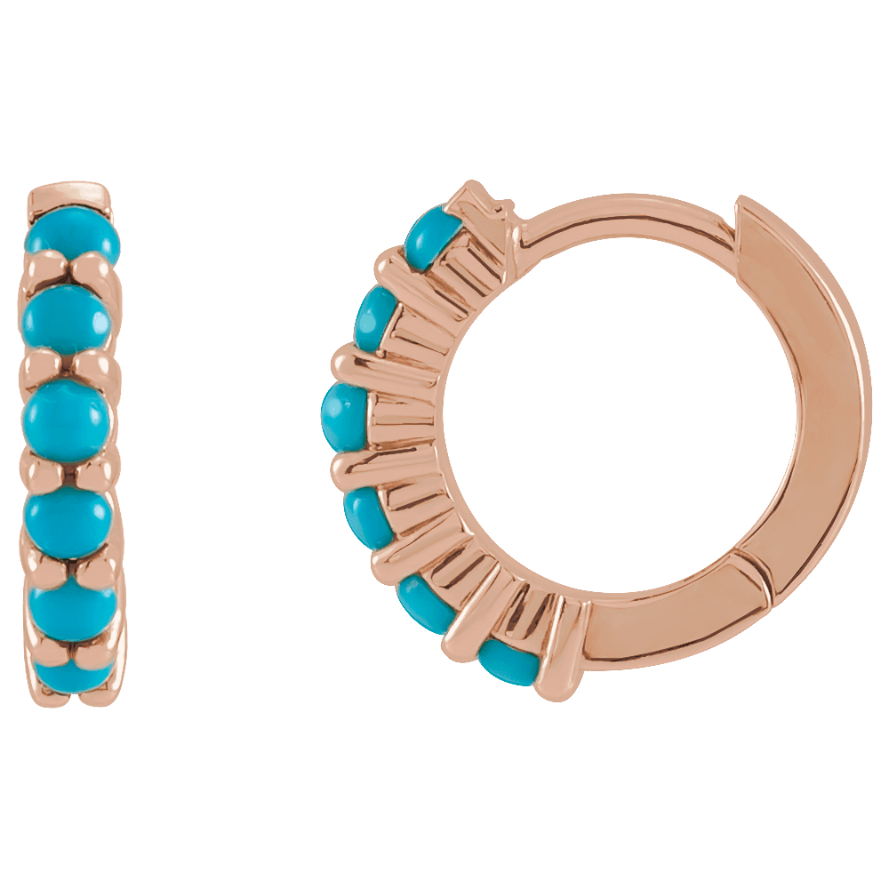 Fallon Turquoise Hoops - 14K Rose Gold