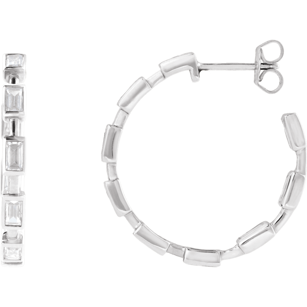 Harlow Lab Baguette Hoops - 14K White Gold