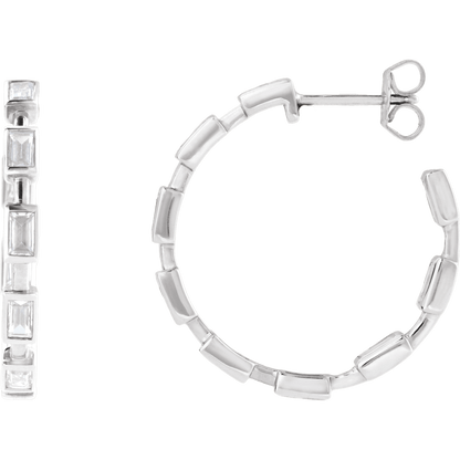 Harlow Lab Baguette Hoops - 14K White Gold