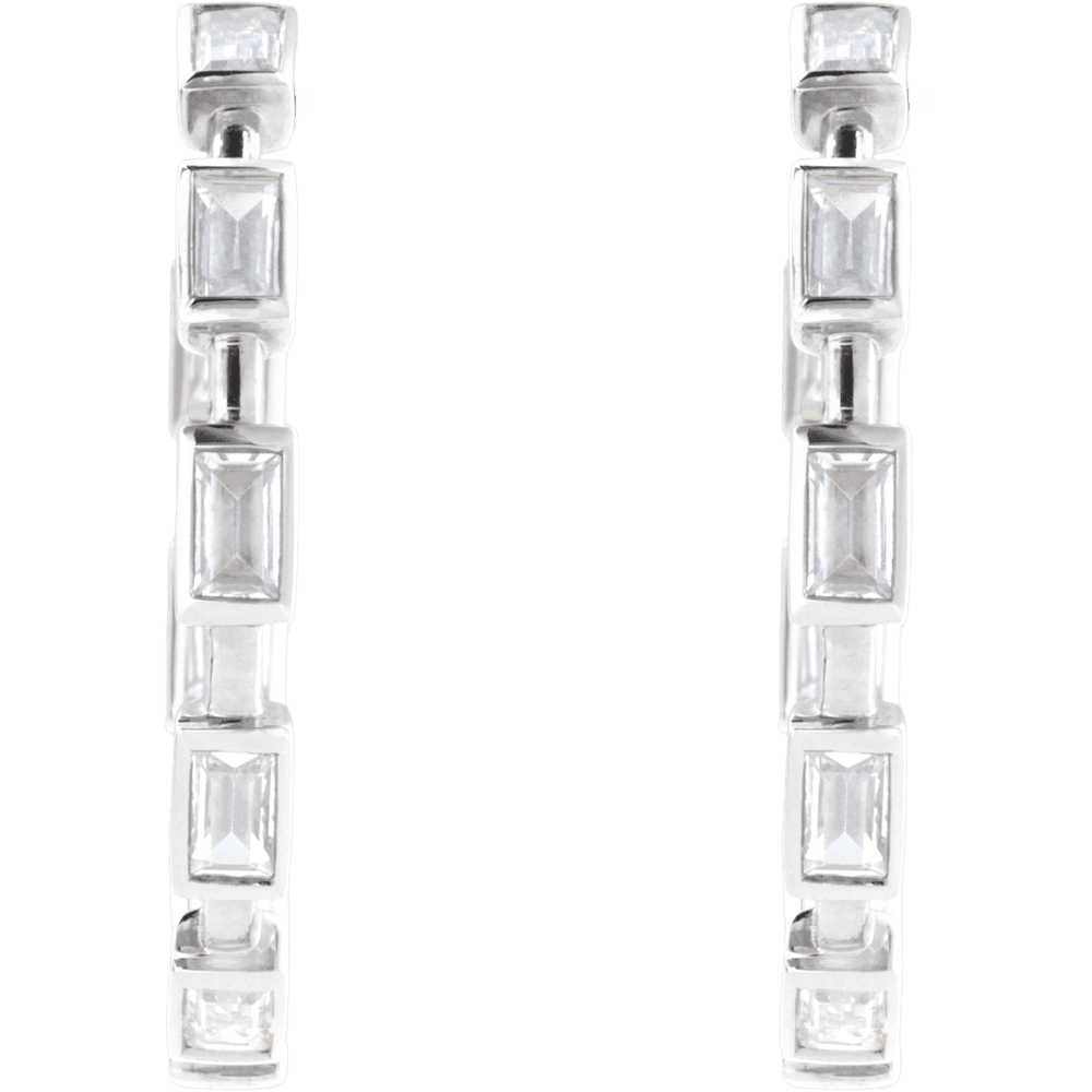 Harlow Lab Baguette Hoops - 14K White Gold