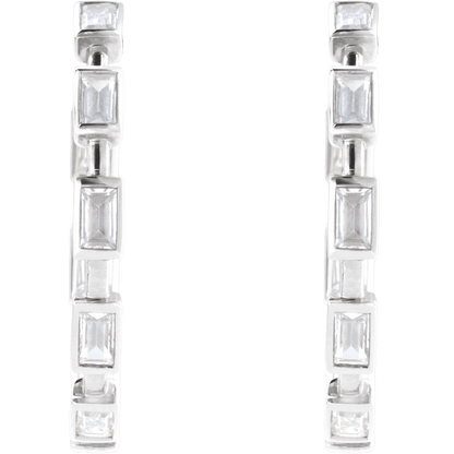 Harlow Lab Baguette Hoops - 14K White Gold