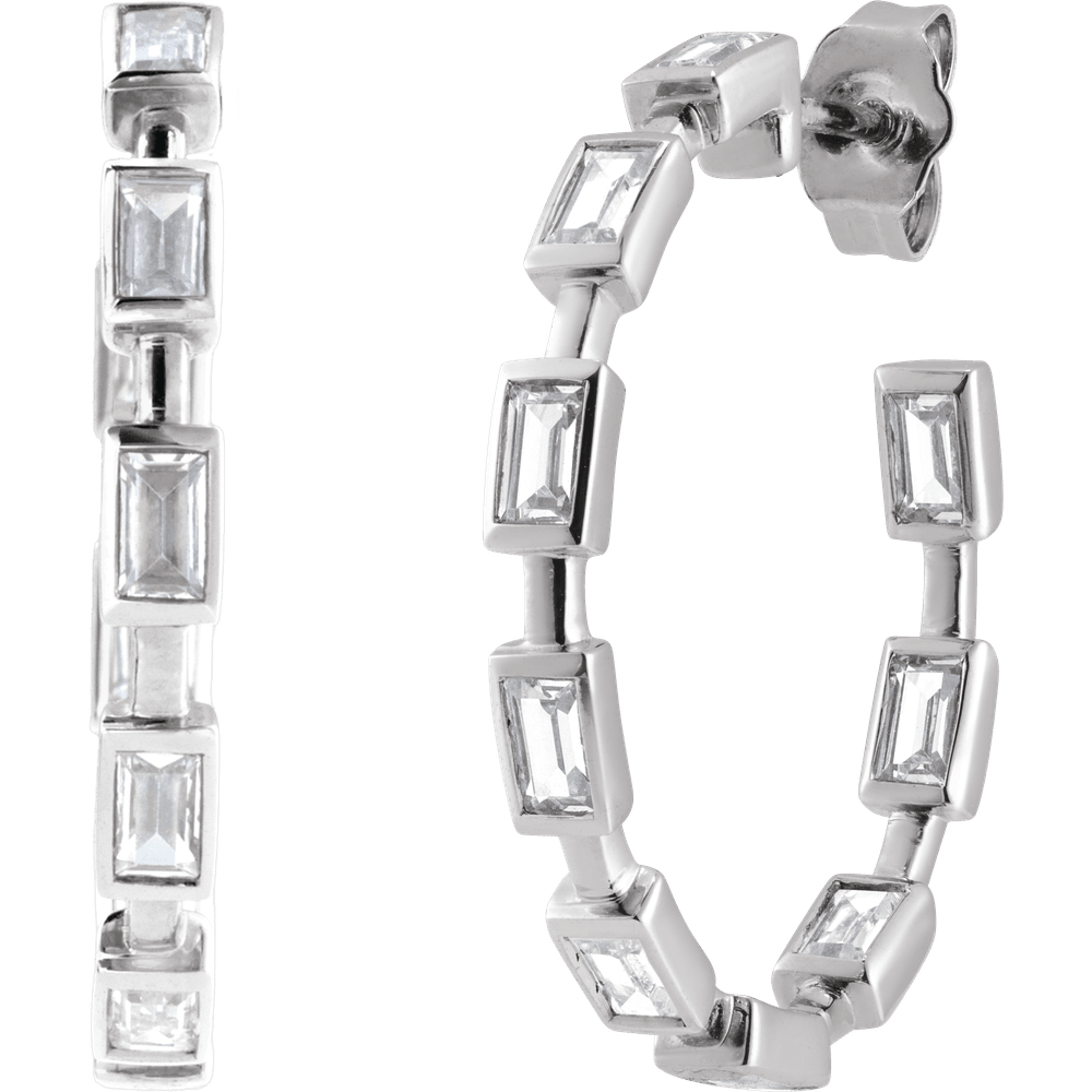 Harlow Lab Baguette Hoops - 14K White Gold