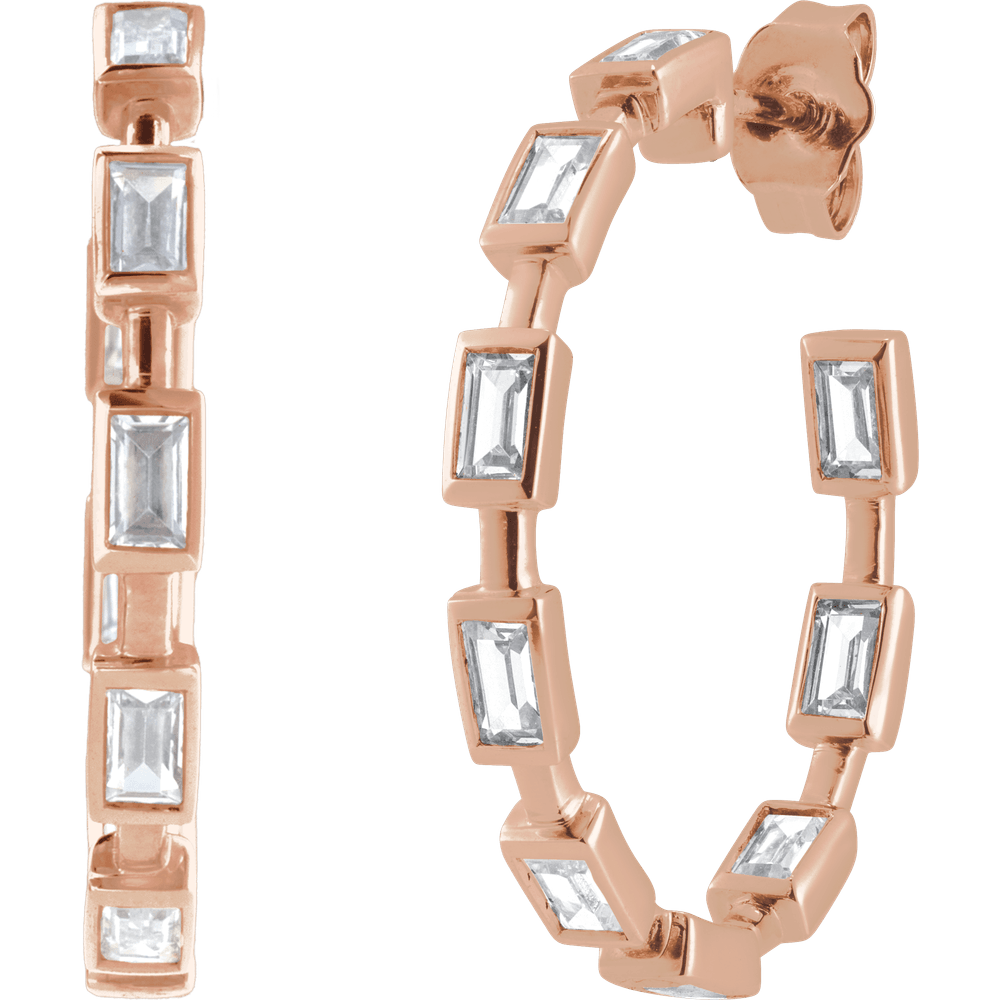 Harlow Lab Baguette Hoops - 14K Rose Gold
