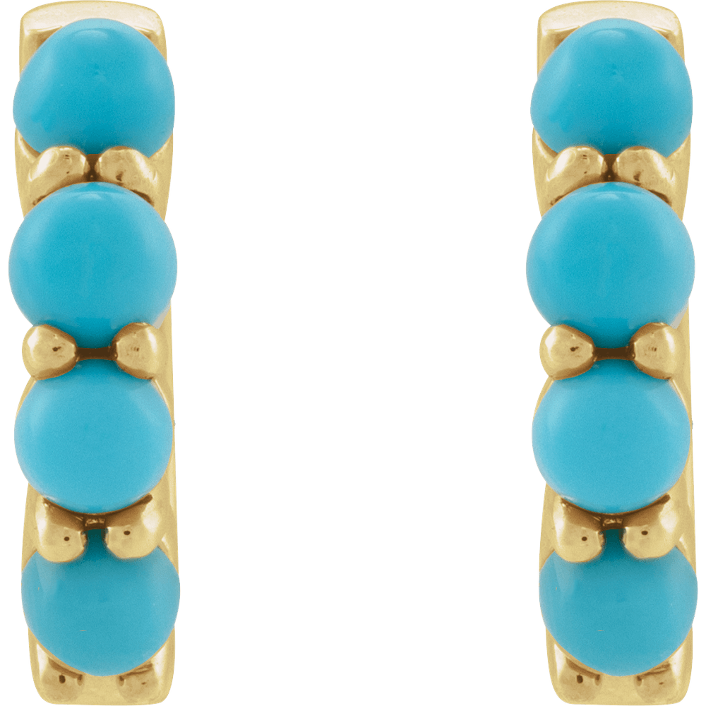 Fallon Turquoise Hoops - 14K Yellow Gold