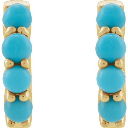 Fallon Turquoise Hoops - 14K Yellow Gold