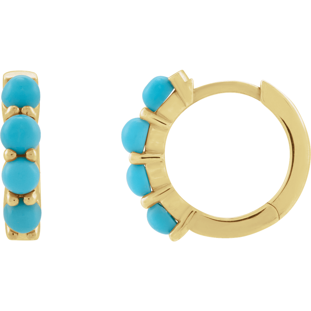Fallon Turquoise Hoops - 14K Yellow Gold