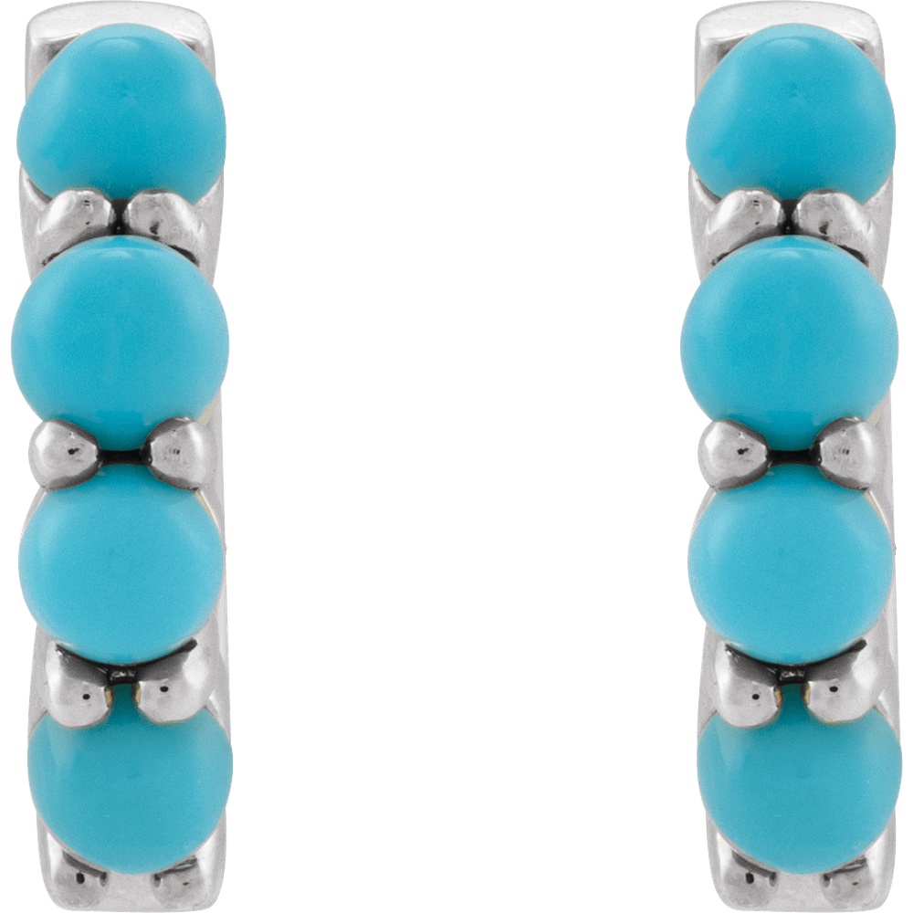 Fallon Turquoise Hoops - 14K White Gold