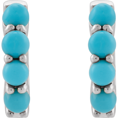 Fallon Turquoise Hoops - 14K White Gold
