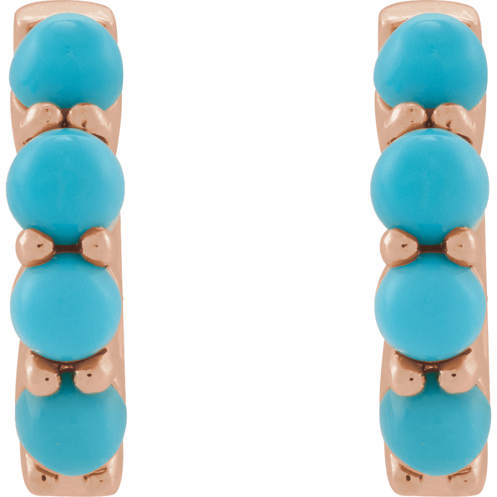 Fallon Turquoise Hoops - 14K Rose Gold