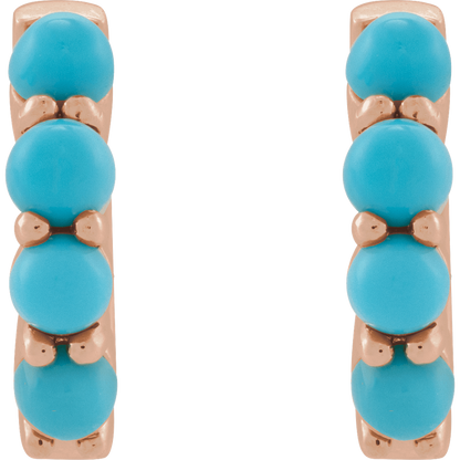 Fallon Turquoise Hoops - 14K Rose Gold