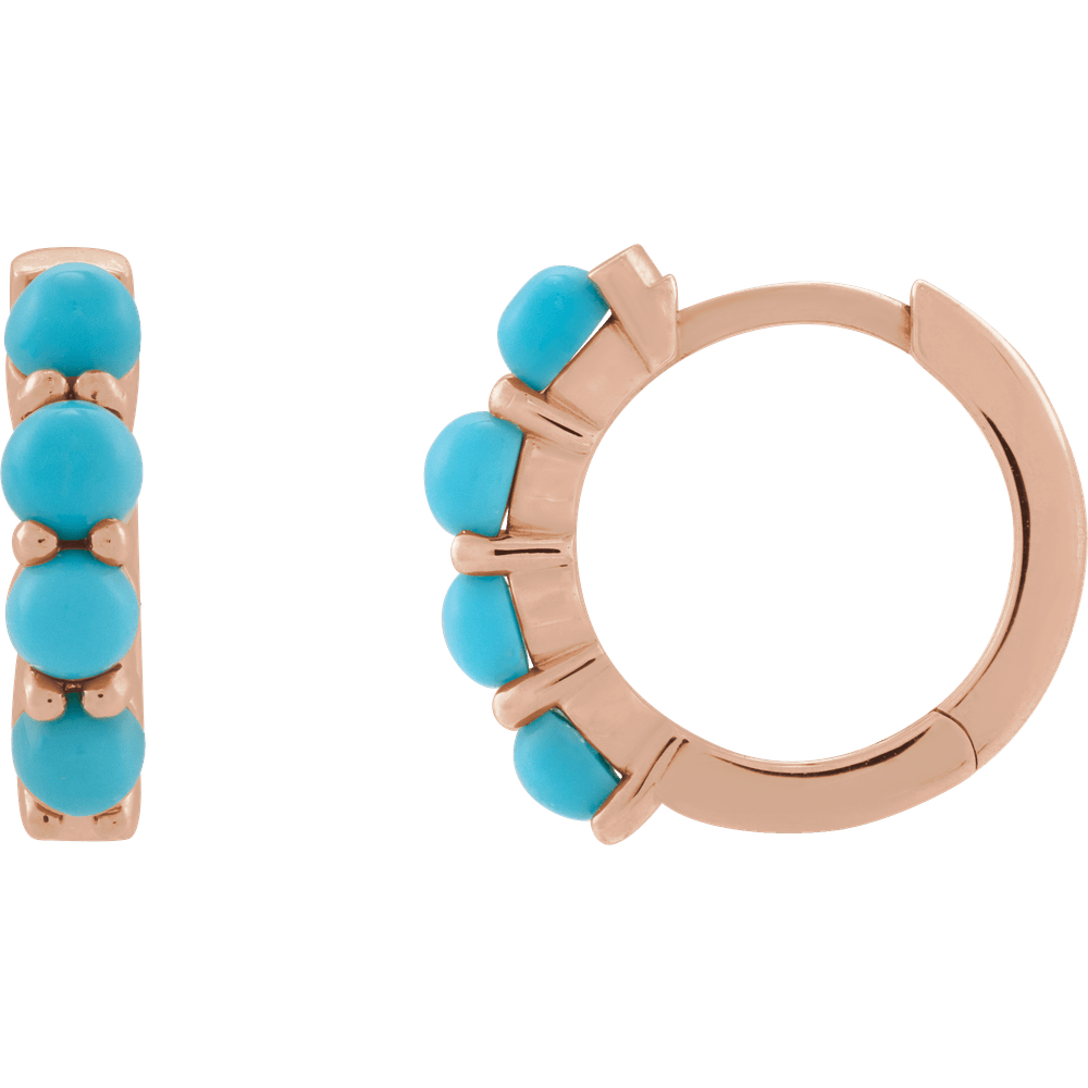 Fallon Turquoise Hoops - 14K Rose Gold