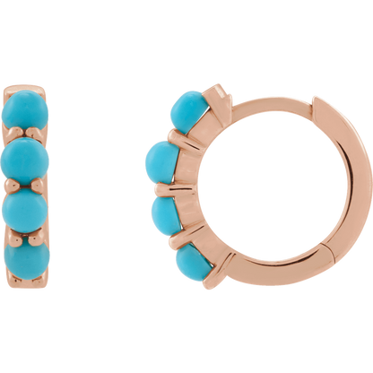 Fallon Turquoise Hoops - 14K Rose Gold