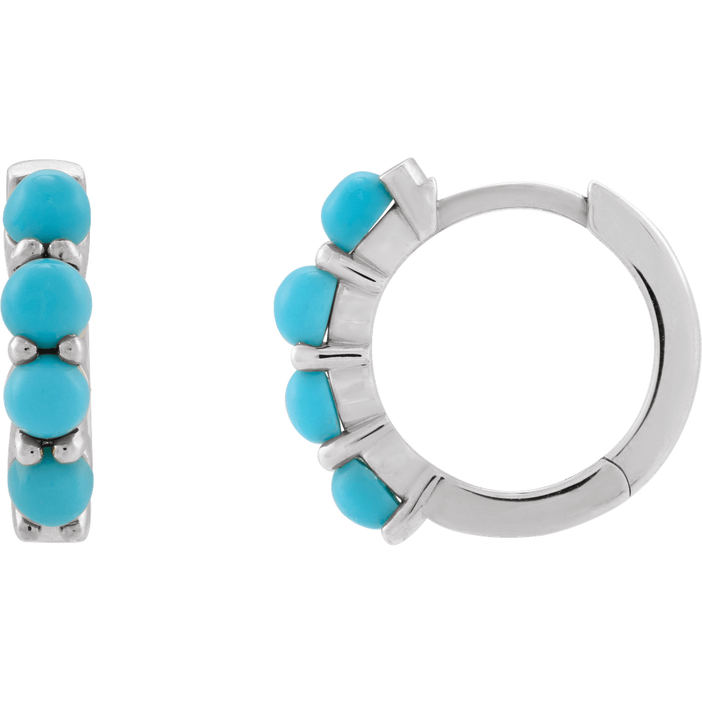 Fallon Turquoise Hoops - 14K White Gold