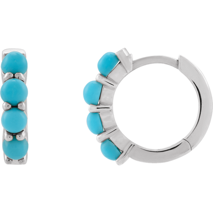 Fallon Turquoise Hoops - 14K White Gold
