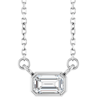 Betty Bezel Necklace - Emerald · 5 x 3 mm · 1/3 CT - 14K White Gold