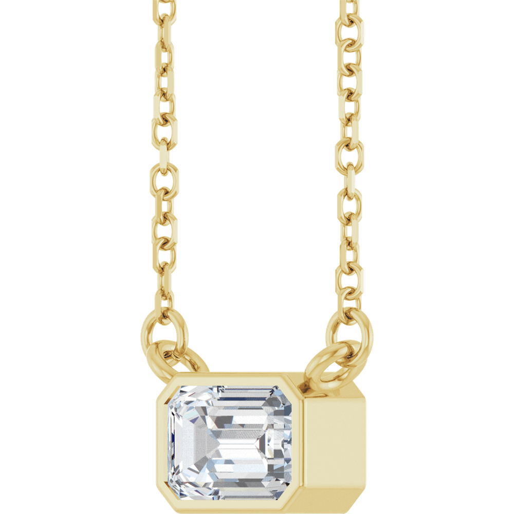 Betty Bezel Necklace - Emerald · 6 x 4 mm · 1/2 CT - 14K Yellow Gold