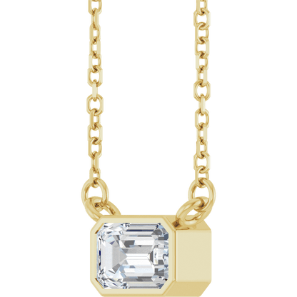 Betty Bezel Necklace - Emerald · 6 x 4 mm · 1/2 CT - 14K Yellow Gold