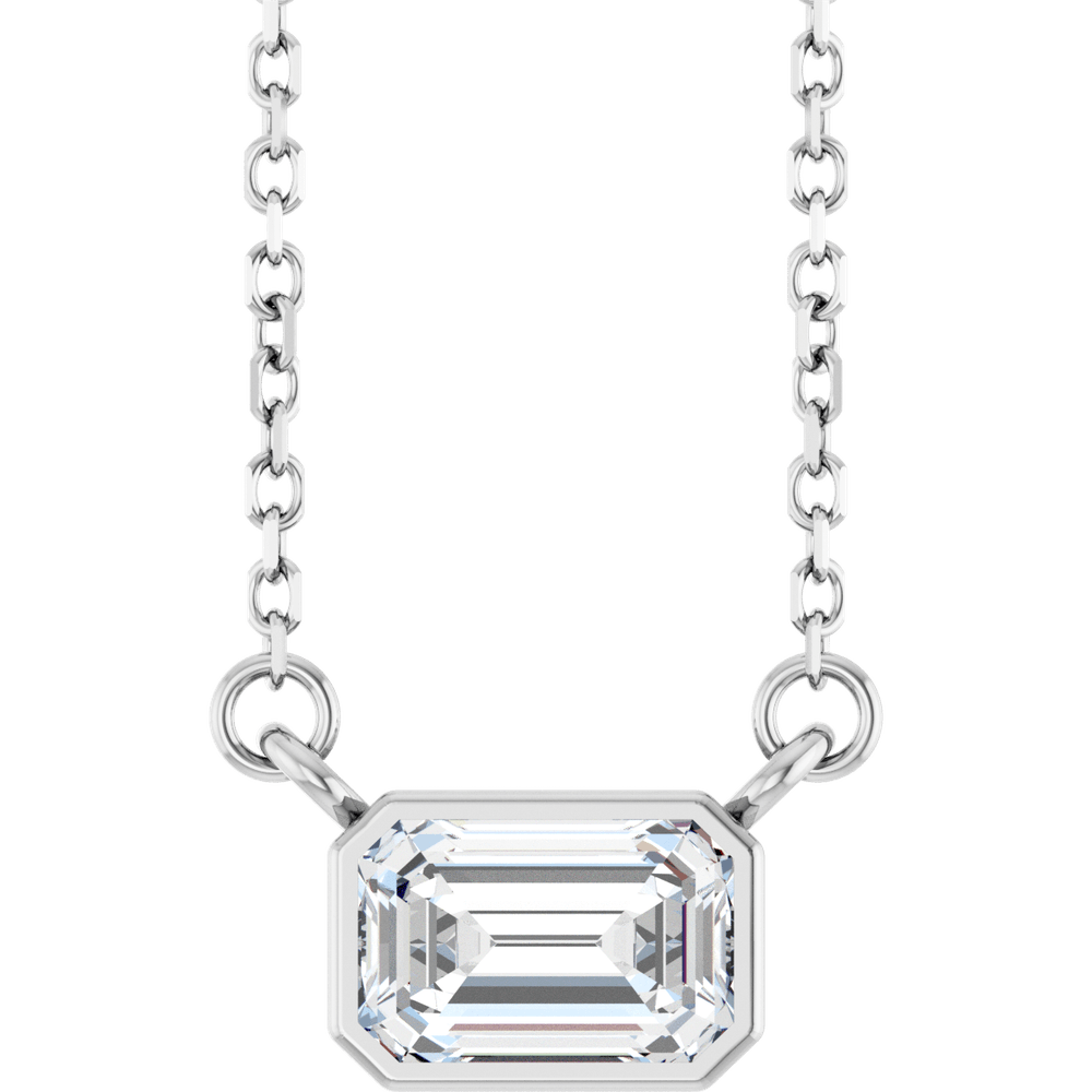 Betty Bezel Necklace - Emerald · 6 x 4 mm · 1/2 CT - 14K White Gold