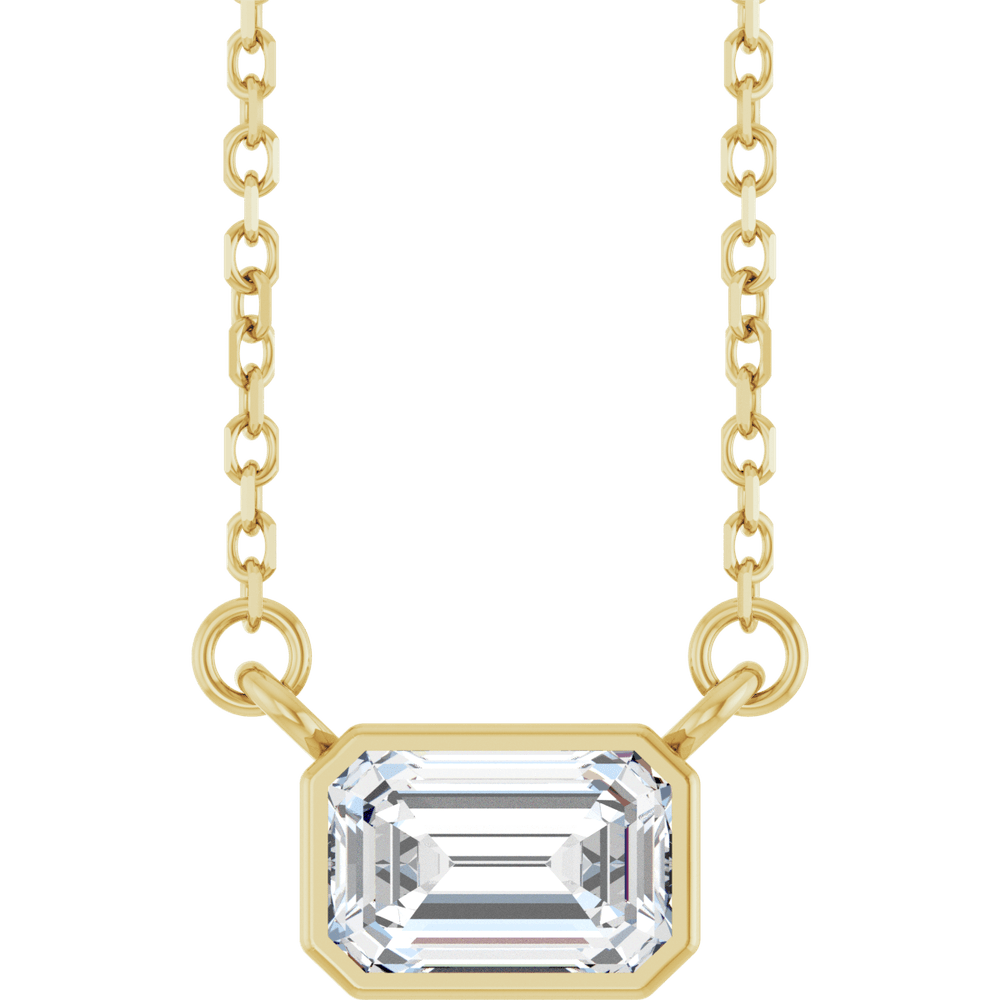 Betty Bezel Necklace - Emerald · 6 x 4 mm · 1/2 CT - 14K Yellow Gold