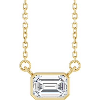 Betty Bezel Necklace - Emerald · 6 x 4 mm · 1/2 CT - 14K Yellow Gold