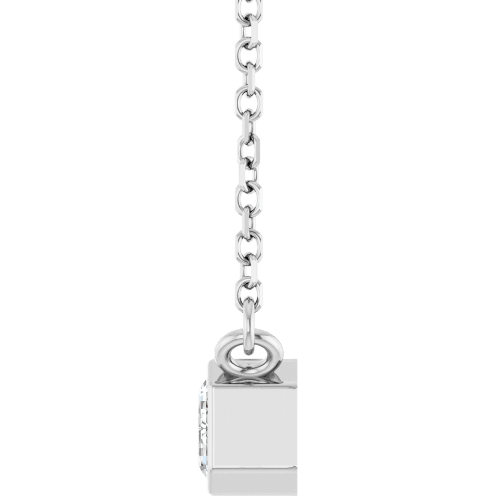 Betty Bezel Necklace - Emerald · 6 x 4 mm · 1/2 CT - 14K White Gold