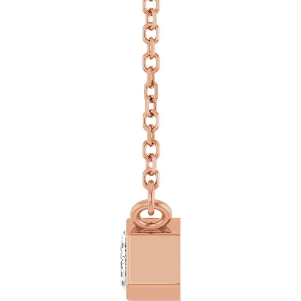 Betty Bezel Necklace - Emerald · 6 x 4 mm · 1/2 CT - 14K Rose Gold