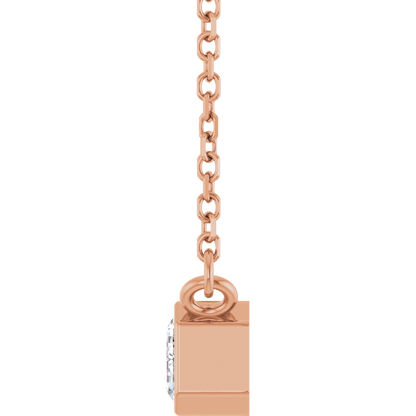 Betty Bezel Necklace - Emerald · 6 x 4 mm · 1/2 CT - 14K Rose Gold