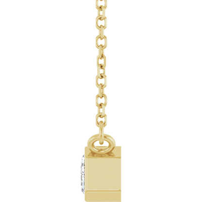 Betty Bezel Necklace - Emerald · 6 x 4 mm · 1/2 CT - 14K Yellow Gold