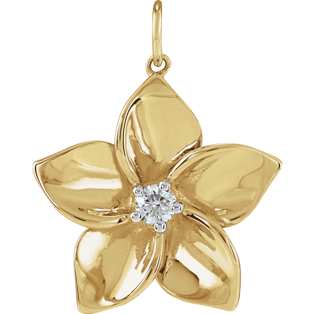 Plumeria Diamond Charm - 14K Yellow Gold