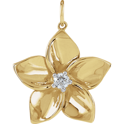 Plumeria Diamond Charm - 14K Yellow Gold