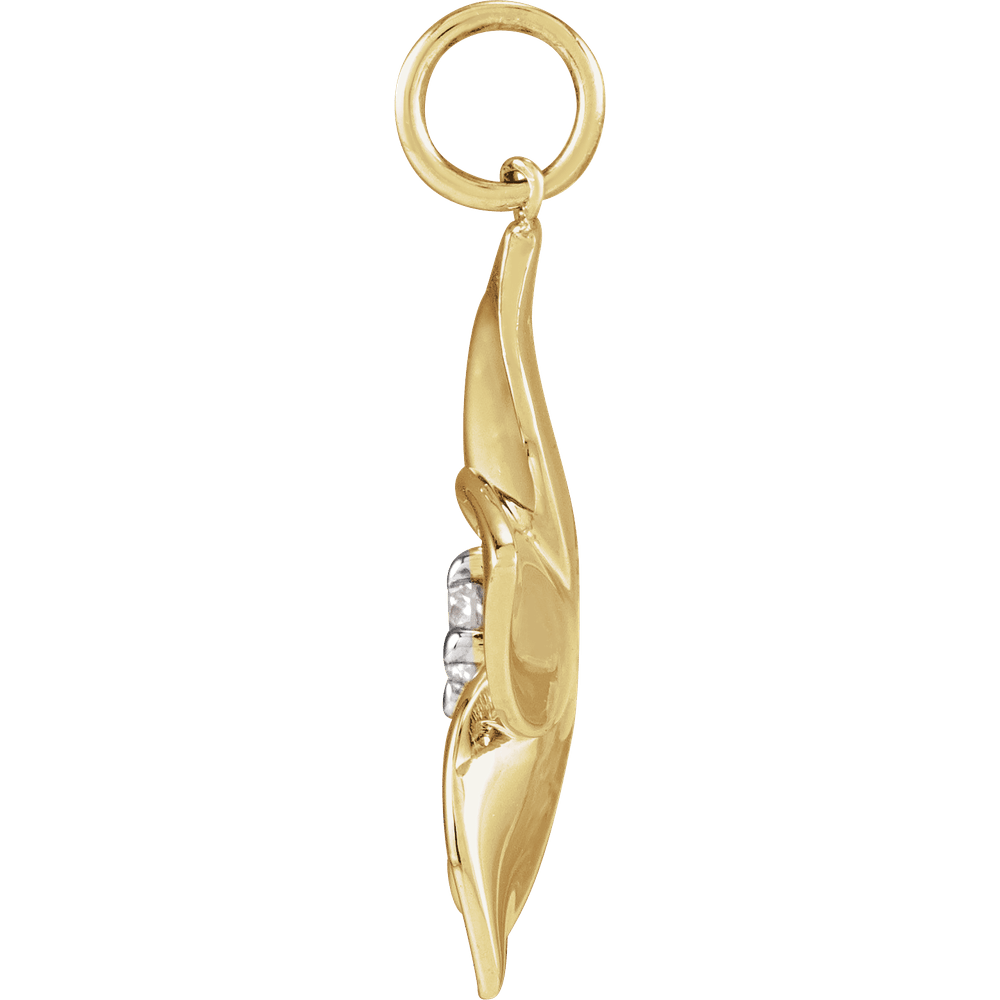 Plumeria Diamond Charm - 14K Yellow Gold