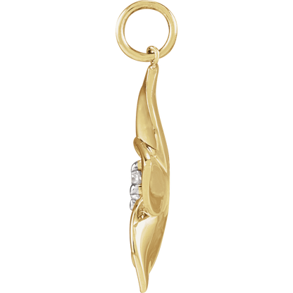 Plumeria Diamond Charm - 14K Yellow Gold