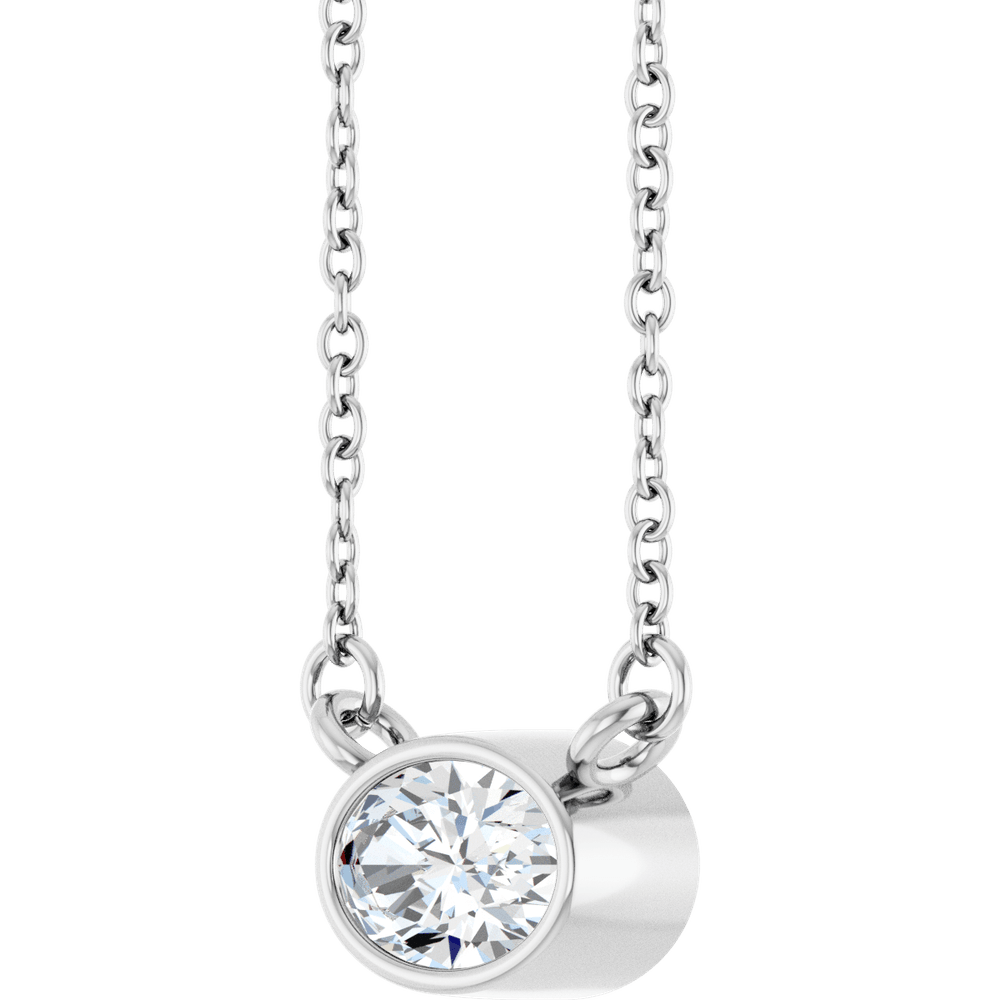Betty Bezel Necklace - East-West Oval - 6 x 4 mm · 3/8 CT - 14K White Gold